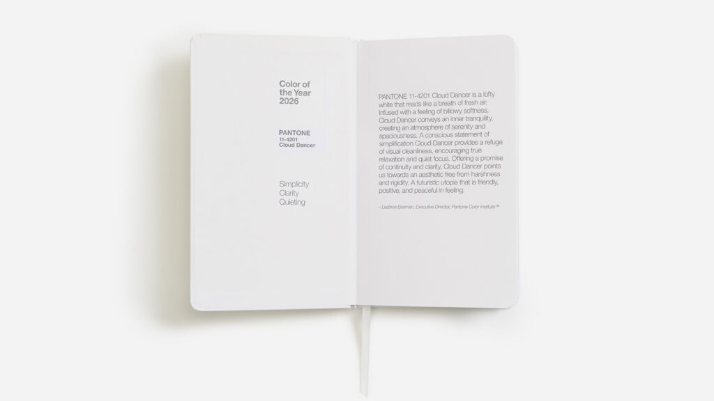 PANTONE 11-4201 Cloud Dancer Notebook / Credit: Pantone